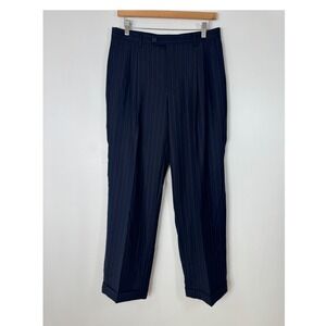 Professional Botany 500 Mens 31 Short‎ Dress Pants Navy Pinstripe Wool Cashmere